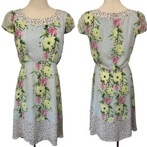 French Connection Floral Sundress Sz 6 Pastel Short Sleeve Dress Feminine NWT